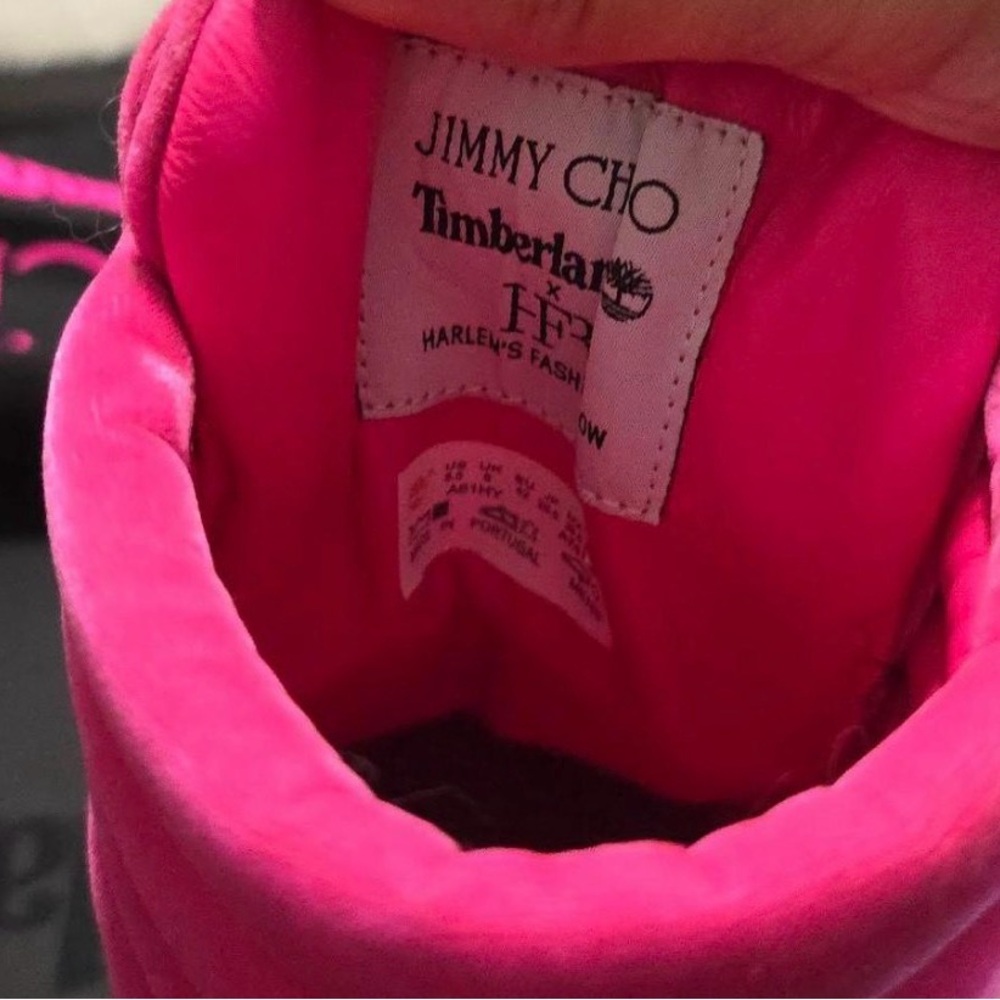 Timberland X Jimmy Choo Hot Pink Lace-Up Suede Boots - Picture 5 of 5